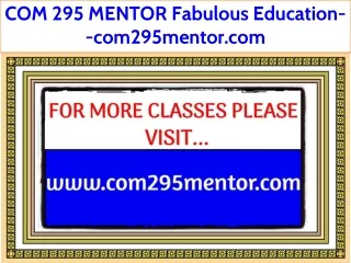 COM 295 MENTOR Fabulous Teaching--com295mentor.com