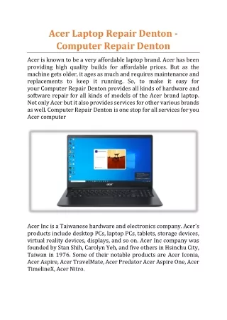 acer laptop repair denton computer repair denton