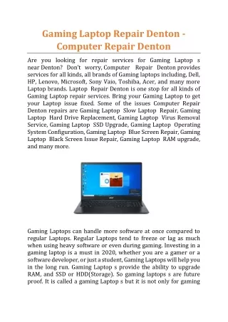 gaming laptop repair denton computer repair denton