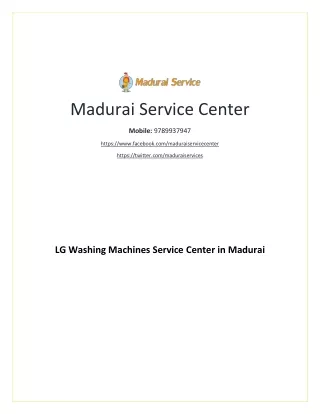 LG Washing Machines Service Center in Madurai