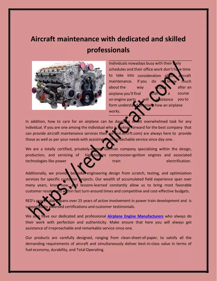 aircraft maintenance with dedicated and skilled professionals