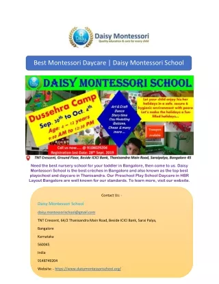 Best Montessori Daycare | Daisy Montessori School