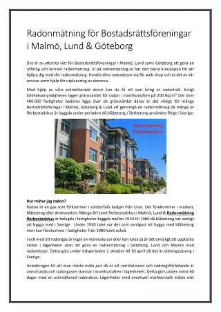 radonm tning f r bostadsr ttsf reningar i malm