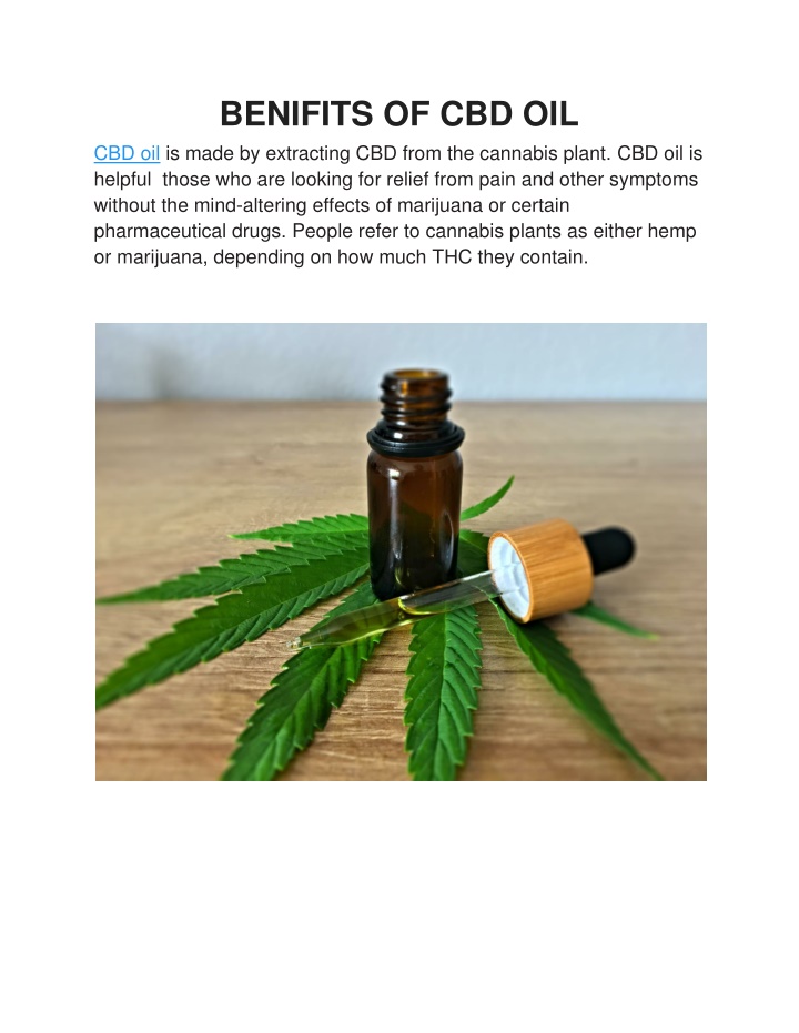 benifits of cbd oil cbd oil is made by extracting
