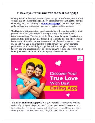 Discover your true love with the best dating app