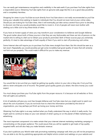 Obtain YouTube Sights and become Profitable
