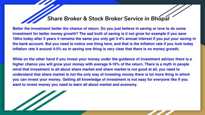 share broker stock broker service in bhopal