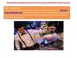 Remain Relax and Enjoy Christmas Party by Hiring Cocktail Bar Service Providers