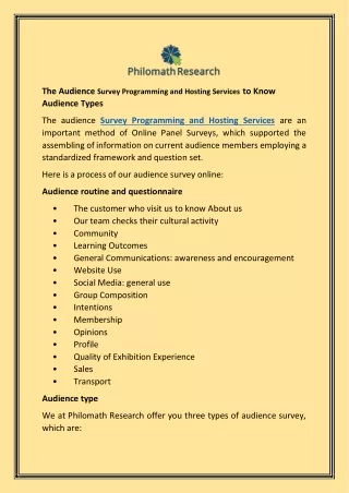 the audience survey programming and hosting
