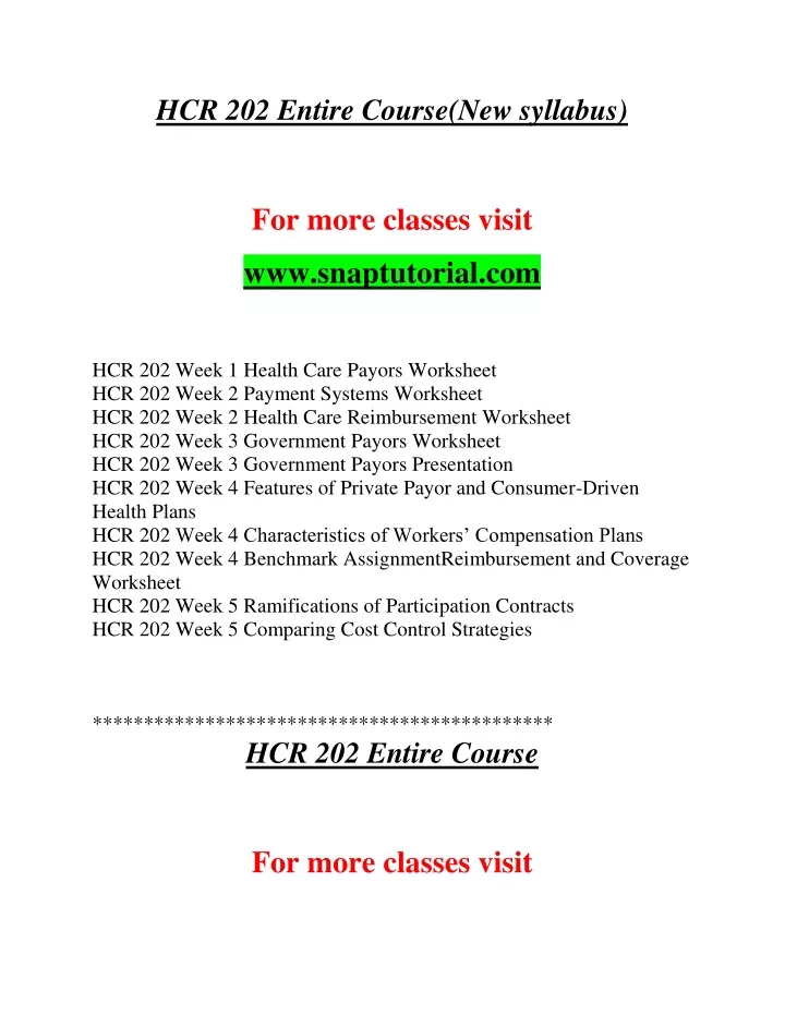 hcr 202 entire course new syllabus