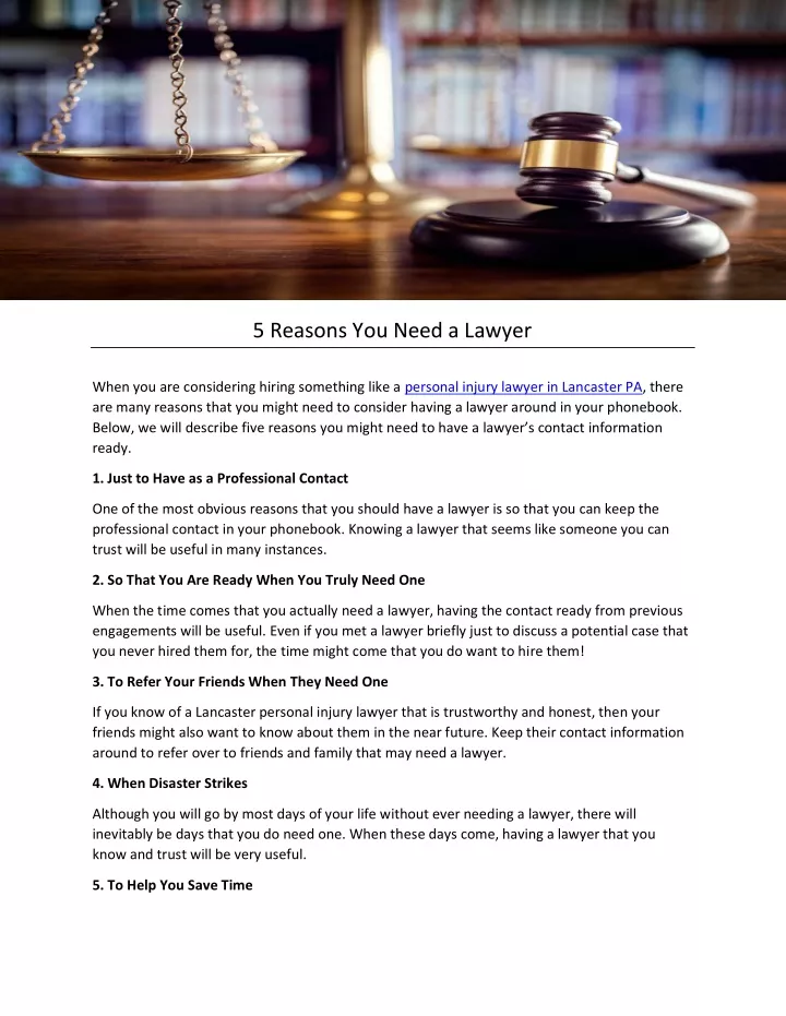 5 reasons you need a lawyer
