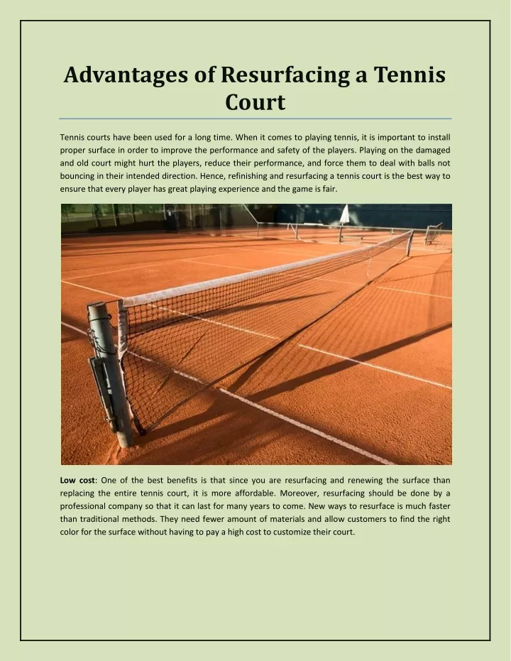 advantages of resurfacing a tennis court