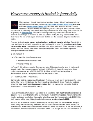 How much money is traded in forex daily