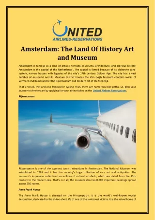 Amsterdam: The Land Of History Art and Museum