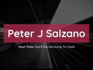 Peter J Salzano - Read These Tips If You Are Going To Travel