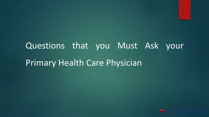 questions that you must ask your primary health