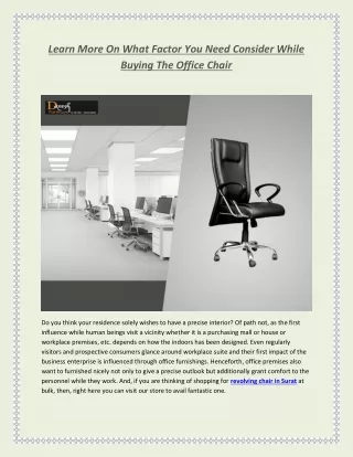 Learn More On What Factor You Need Consider While Buying The Office Chair