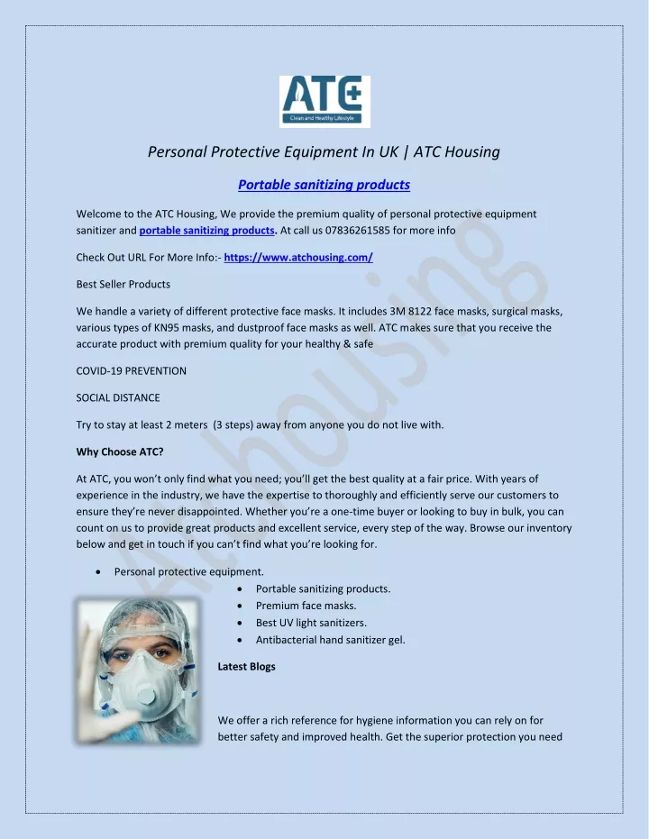 personal protective equipment in uk atc housing
