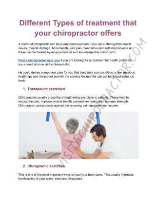 Different Types of Treatment That your Chiropractor Offers
