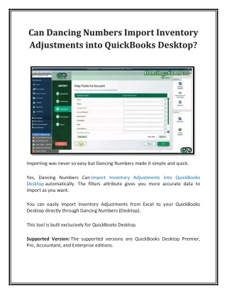 can dancing numbers import inventory adjustments