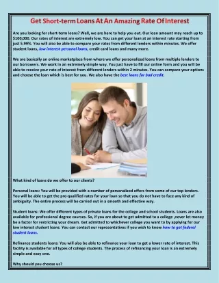 are you looking for short term loans well