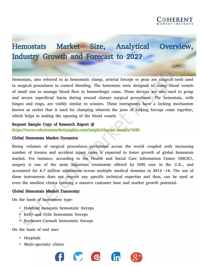 hemostats market size analytical overview