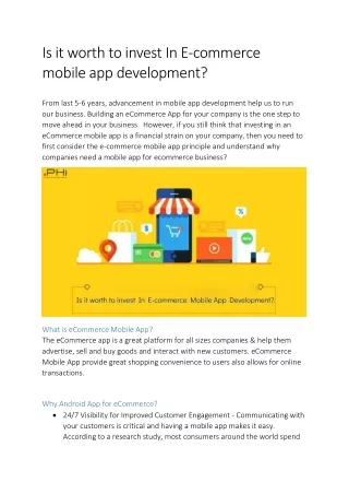 is it worth to invest in e commerce mobile
