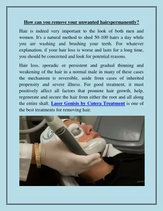 how can you remove your unwanted hairspermanently