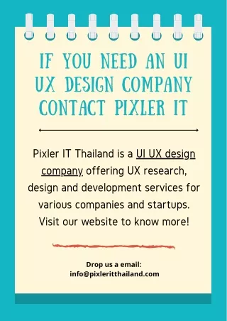 If You Need an UI UX Design Company Contact Pixler IT
