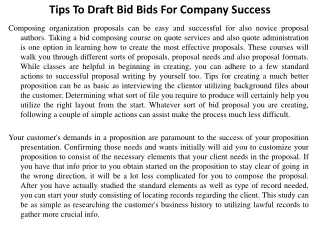 tips to draft bid bids for company success