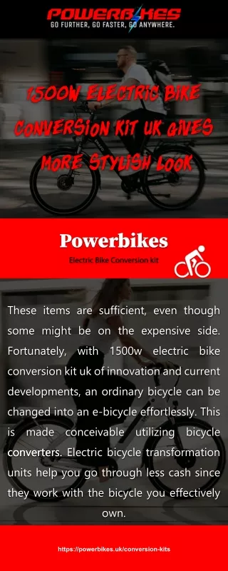 1500w electric bike conversion kit uk gives more stylish look