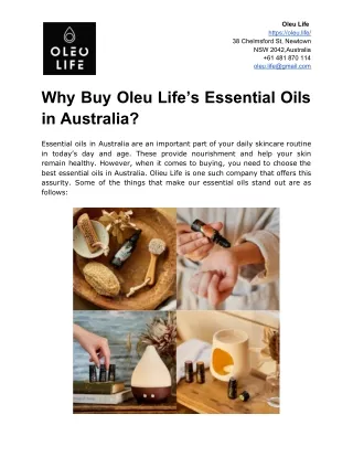 Why Buy Oleu Life’s Essential Oils in Australia?