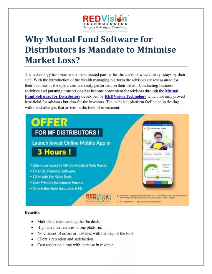 why mutual fund software for distributors