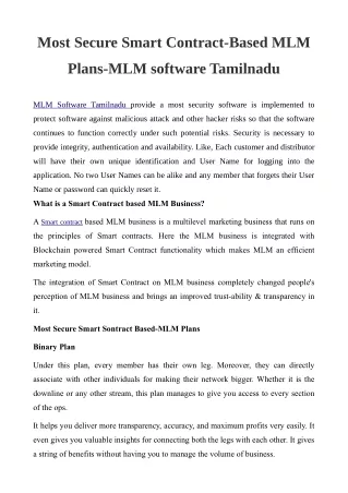 most secure smart contract based mlm
