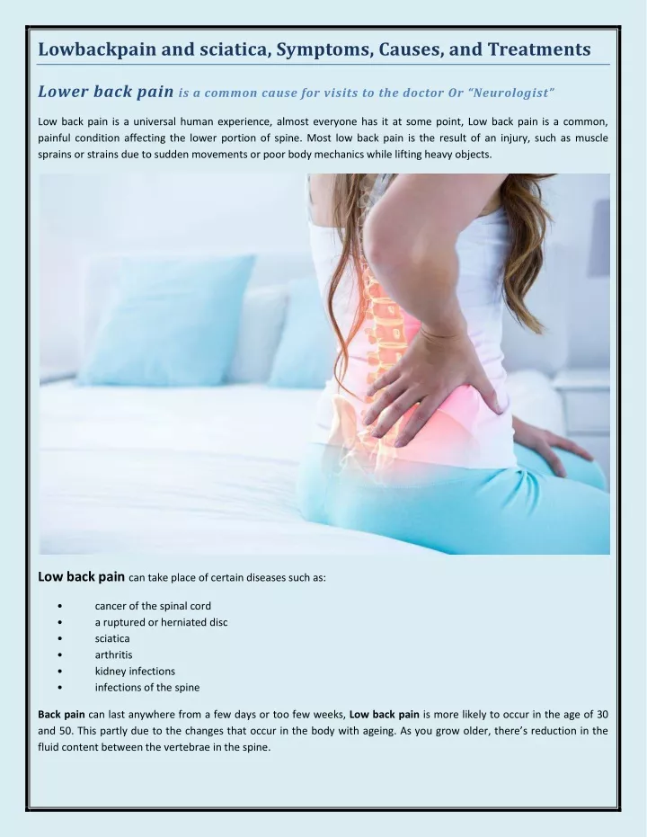 lowbackpain and sciatica symptoms causes