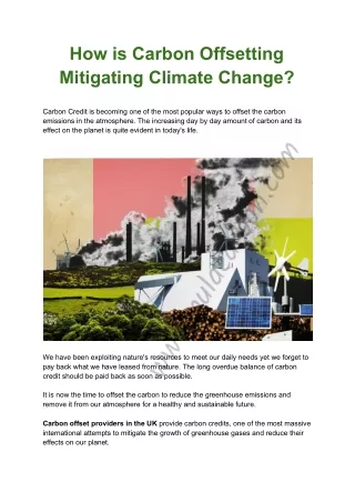 How is Carbon Offsetting Mitigating Climate Change?