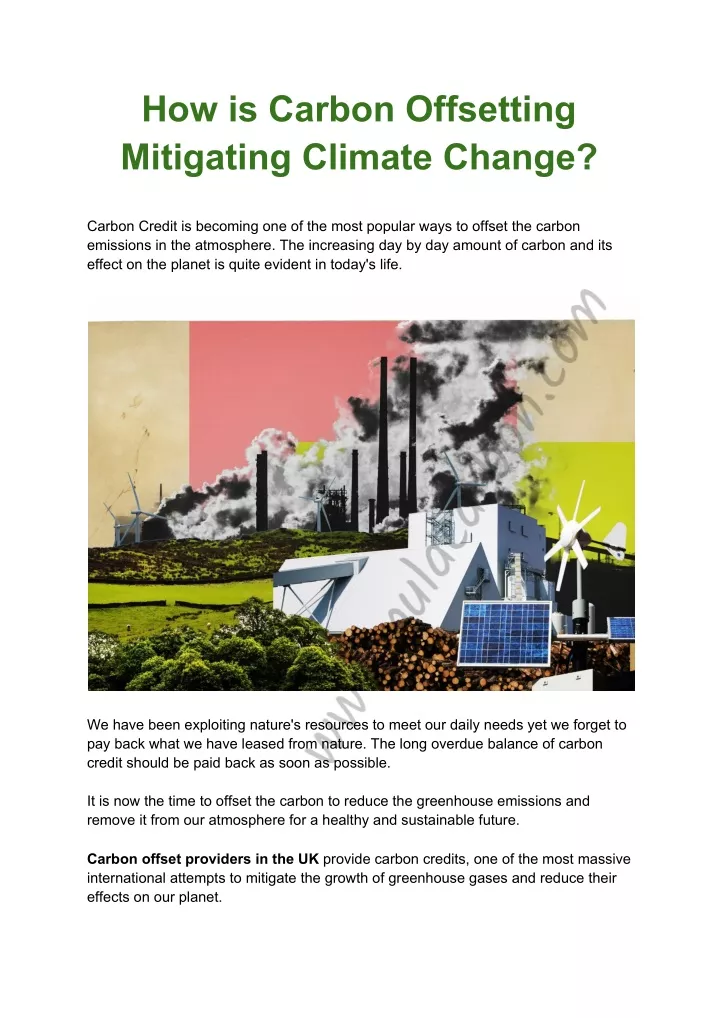 how is carbon offsetting mitigating climate change