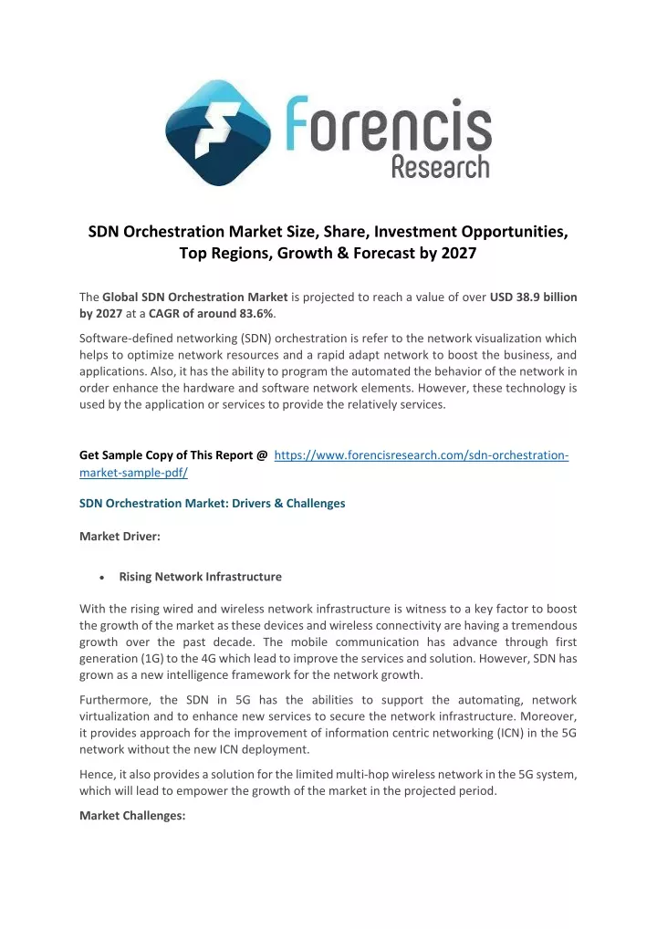 sdn orchestration market size share investment