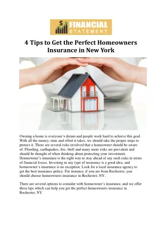 4 Tips to Get the Perfect Homeowners Insurance in New York