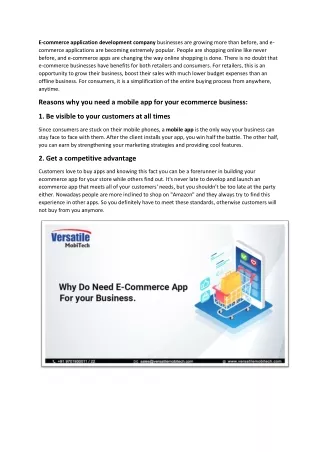 e commerce application development company