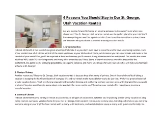 4 Reasons You Should Stay in Our St. George, Utah Vacation Rentals