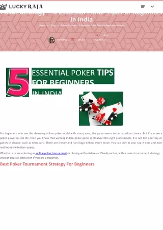 Poker Strategy – 5 Essential Poker Tips For Beginners In India