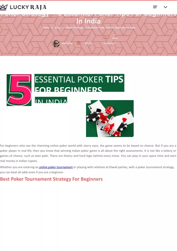 essential poker tips for beginners