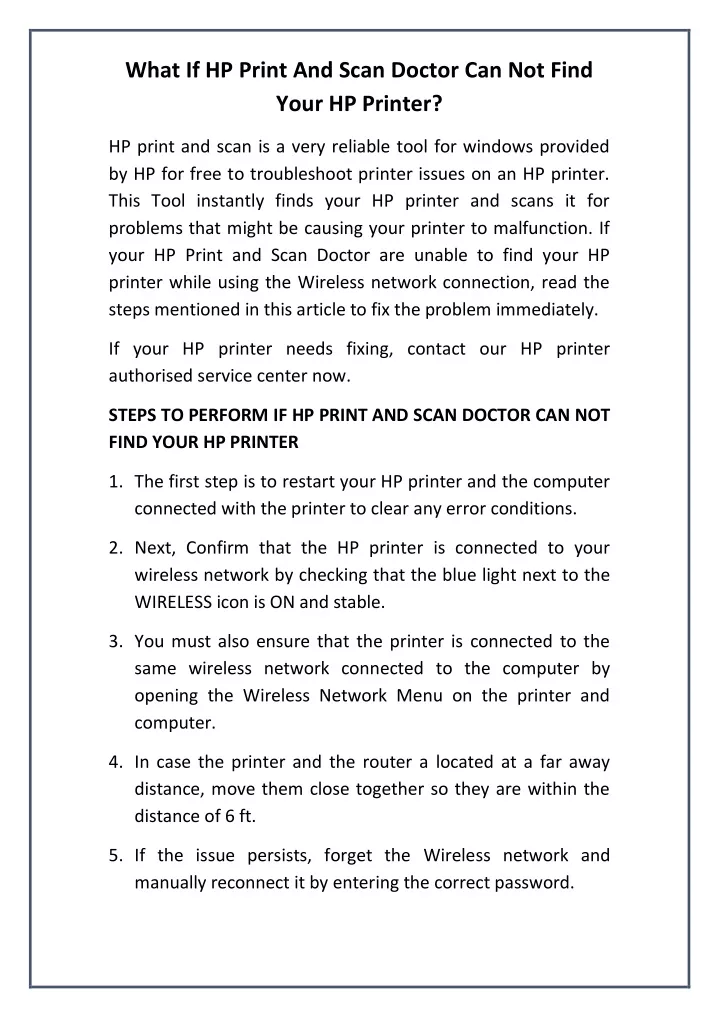 what if hp print and scan doctor can not find