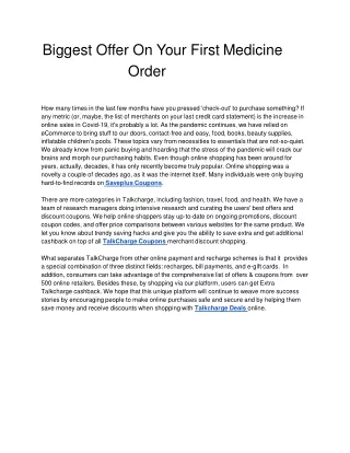 biggest offer on your first medicine order