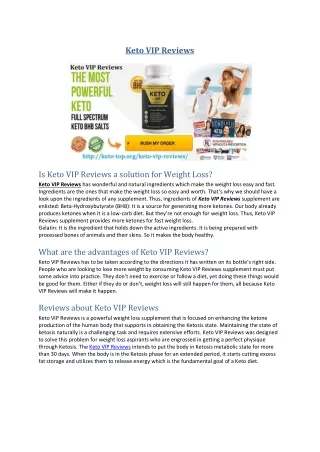 Keto VIP Reviews