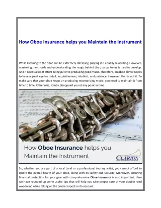 How Oboe Insurance helps you Maintain the Instrument