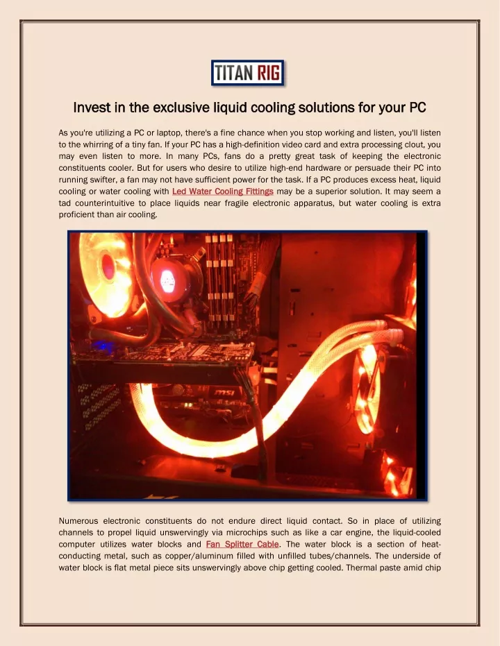 invest in the exclusive liquid cooling solutions