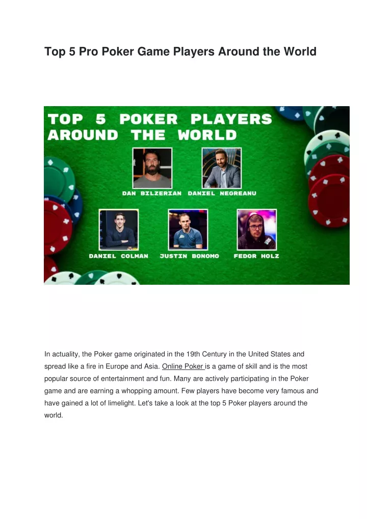 top 5 pro poker game players around the world