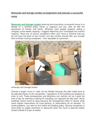 removals and storage london arrangement